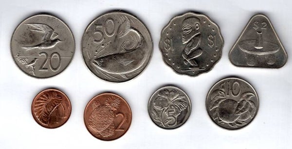 Cook Islands. 1 cent through $2 (8 coins). 1980s.  dy17316