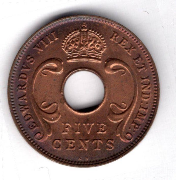 British East Africa, 5 Cents 1936KN. UNC.                         DY17379