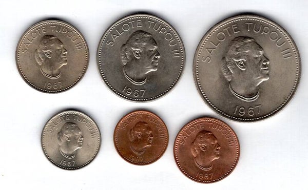 Tonga. 1967,  6 coin set.