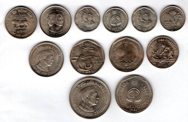 India. 12 commemoratives from the 1980s.    DY17393