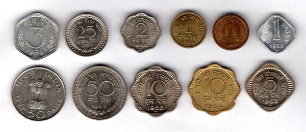India. 11 coins 1960s.    DY17404.