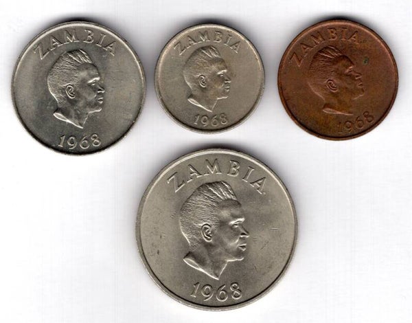 Zambia, 2,5,10 & 20 Ngwee 1968.  dy17421