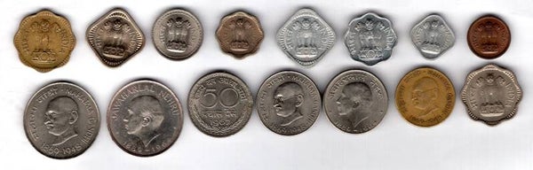India. 15 coins from the 1960s.