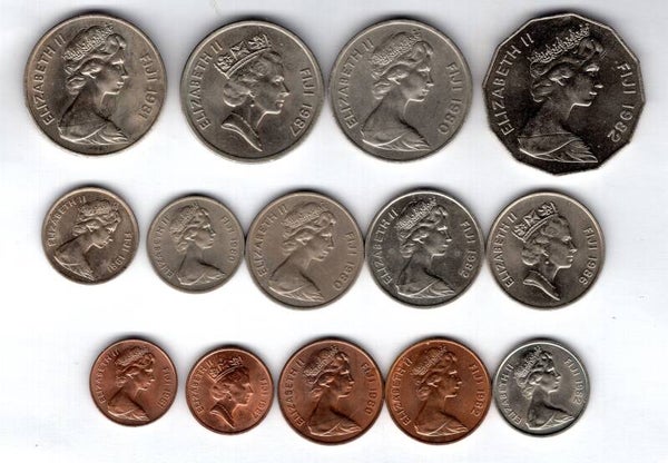 Fiji. 14 Coins 1980s.