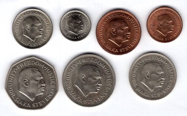 Sierra Leone. 7 coin type set 1976-1984.