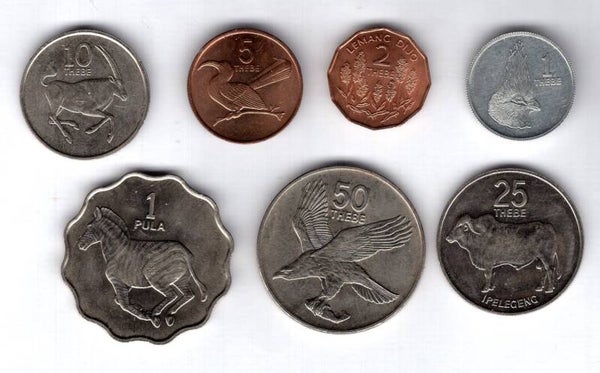 Botswana. 7 coin set 1980s.                 DY17469