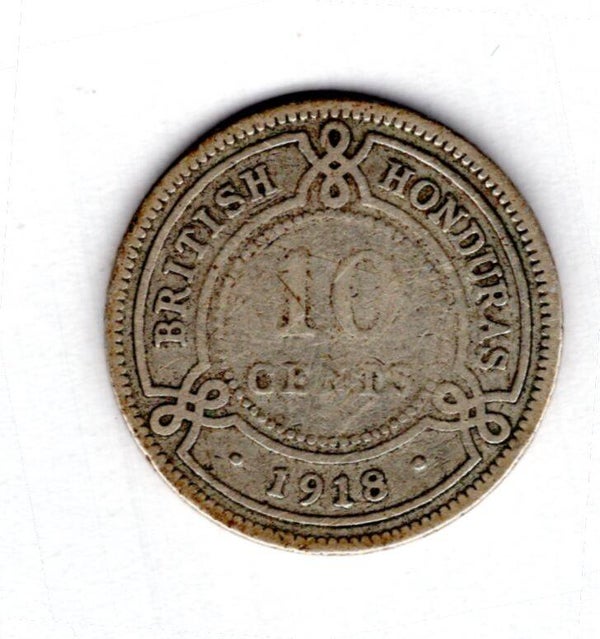 British Honduras. 10 Cents 1918. Mintage = 10,000.