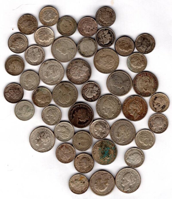 Netherlands, group (45) of silver coins.   DY17477