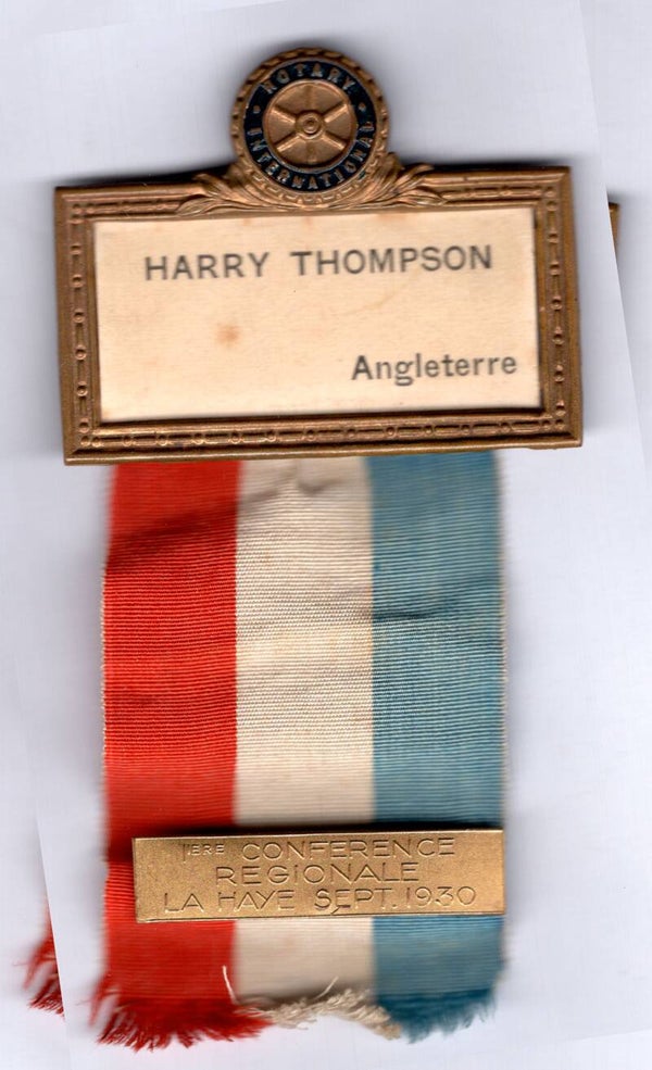 International Rotary badge, La Haye Sept 1930.