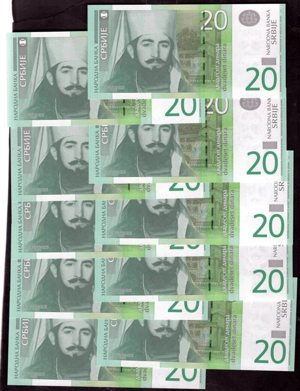 Serbia. 20 Dinara x 10 consecutive replacements 2006. UNC.