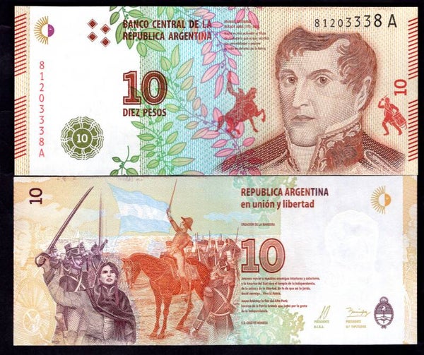 Argentina. 10 Pesos (2016) (WPM 360). Series A. UNC.