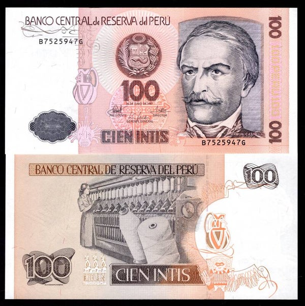 Peru. 100 Intis 1987, series B---G. UNC.