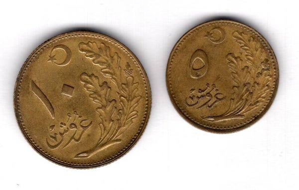 Turkey, 5 & 10 Kurush 1926.              DY17781