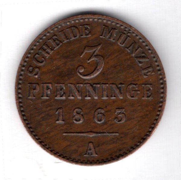 Prussia. 3 Pfennige 1863A.     DY17801