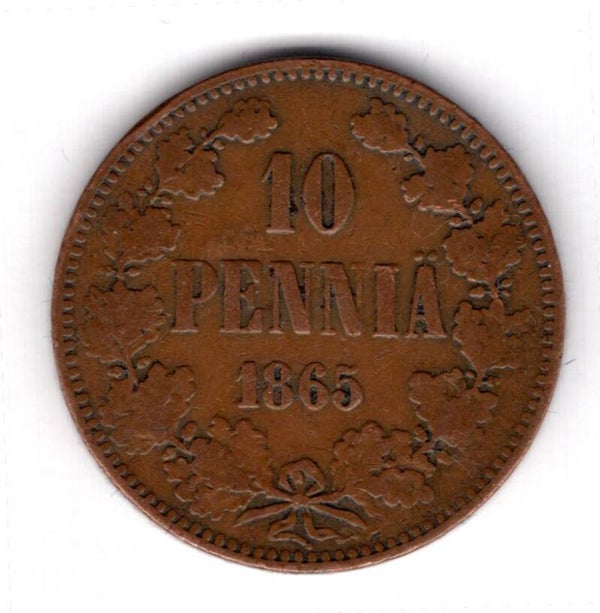 Finland. 10 Pennia 1865.  dy17820