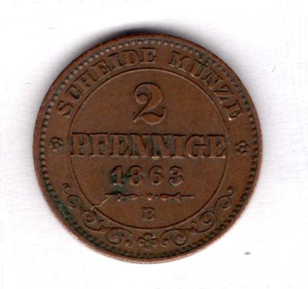 Saxony. 2 Pfennig 1863B.   dy17822
