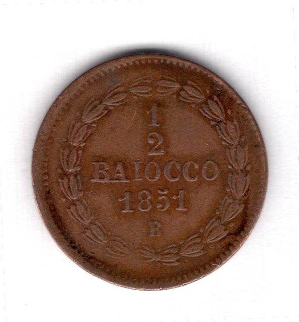 Vatican. 1/2 Baiocchi 1851R.   dy17836