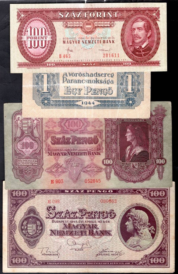 Hungary, 10 different notes, circulated.           DY17849