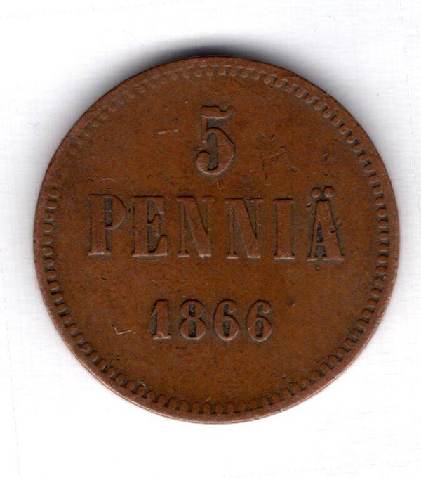 Finland, 5 Pennia 1866.                                     DY17884