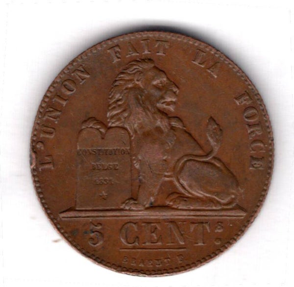 Belgium. 5 Centimes 1852.