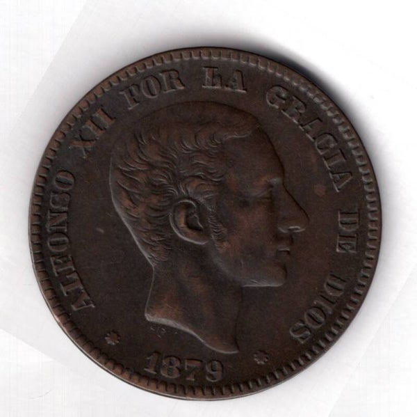 Spain, 10 Centimos 1879.  VF-EF.                 DY17919