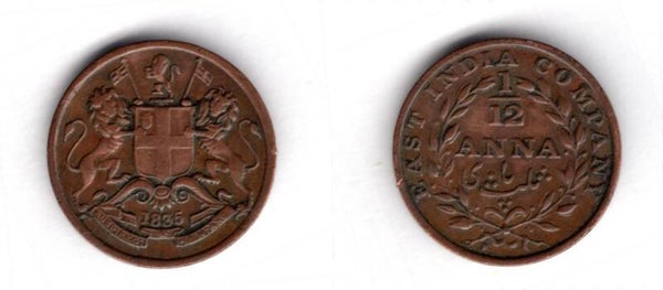 East India Company. 1/12th Anna 1835.  dy17937