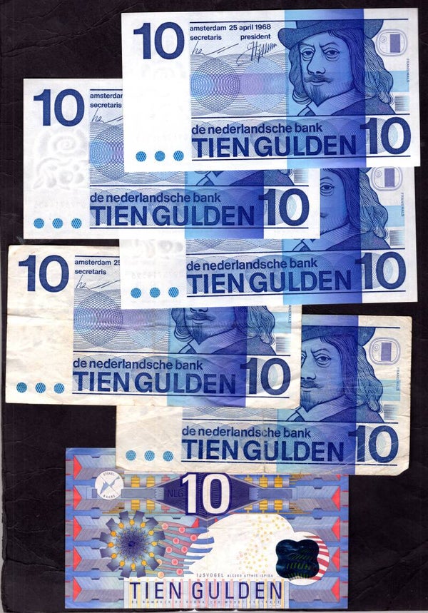 Netherlands. 6 x 10 Gulders.     DY17973.