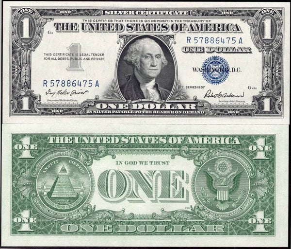 USA. Silver Certificate $1 series 1957. R---A. AU-UNC.  dy17977