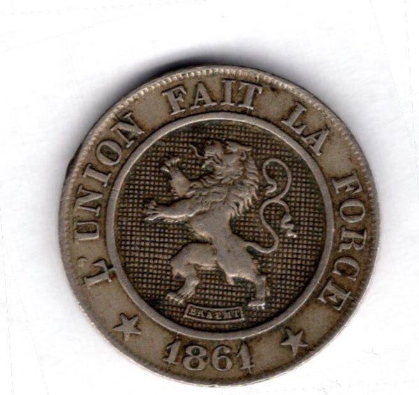 Belgium. 10 Centimes 1861, doubling on date.
