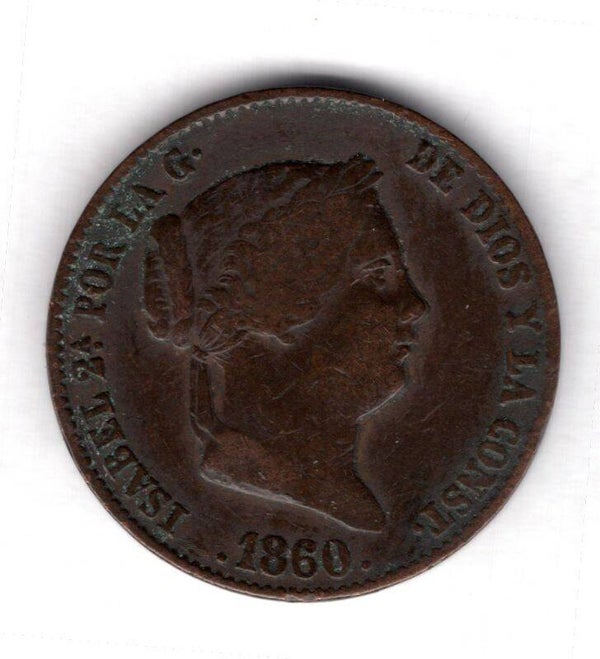 Spain. 25 Centimos 1860.          DY18002