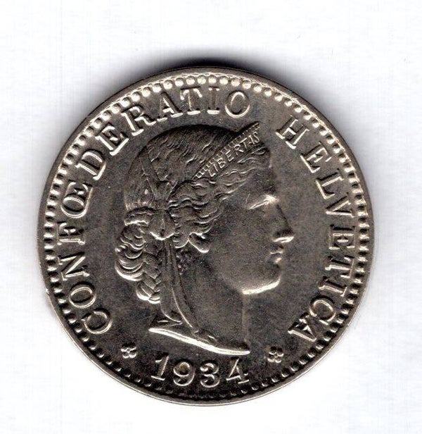 Switzerland. 20 Rappen 1934.   dy18027