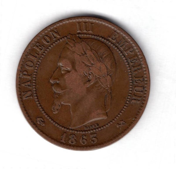 France. 10 Centimes 1863K.
