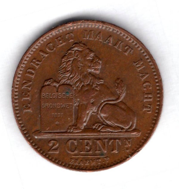 Belgium. 2 Centimes (Flemish)  1902.