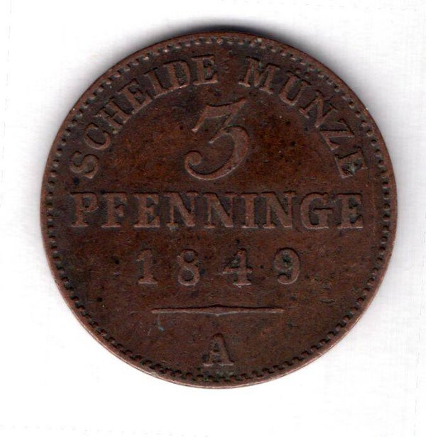 Prussia. 3 Pfennig 1849A.   dy18143