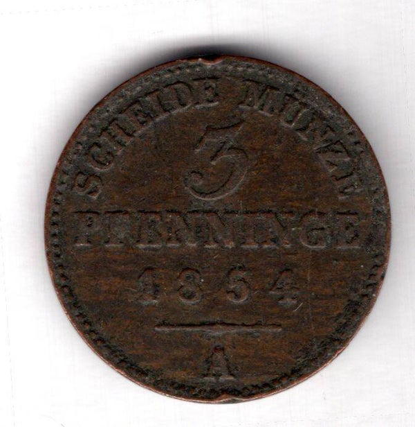 Prussia. 3 Pfennig 1854A.   DY18144