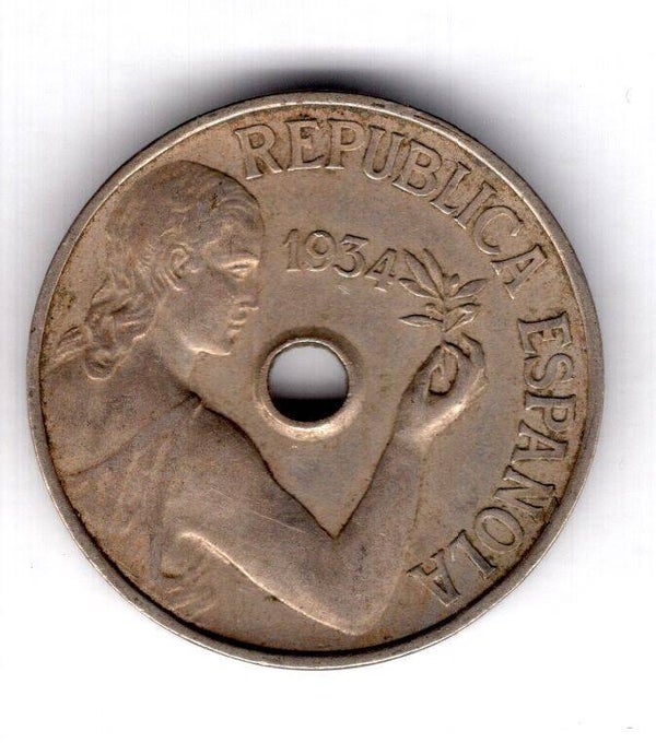 Spain. 25 Centimos 1934. DY18148