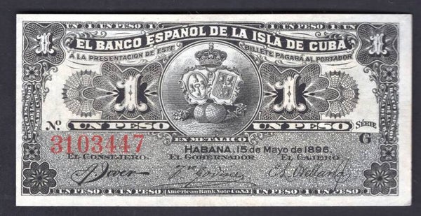 Cuba. 1 Peso 1896. 3103447. AU-UNC.