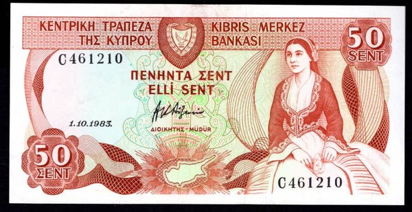 Cyprus. 50 Sent. 1-10-1983. C461210. Crisp GVF.   DY18180