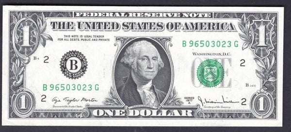 USA. FRN. $1 New York series 1977A. B96503023G. AU.   DY18187