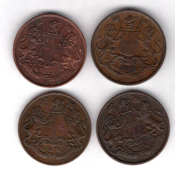 British East India, 4 x Quarter Anna, 1835.                            DY18269
