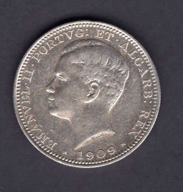 Portugal, 200 Reis 1909.  Cleaned.                      DY18324