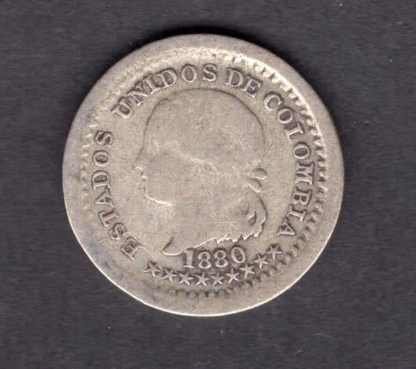 Colombia. 5 Centavos 1880. 44,000 minted.           DY18340
