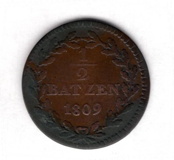 Switzerland, Basle. 1/2 Batzen 1809.                DY18363