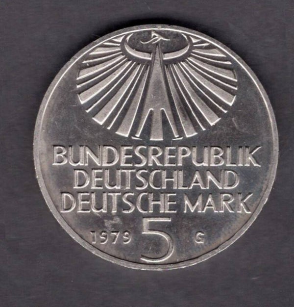West Germany. 5 Deutsche Mark 1979G. "Otto Hahn".   DY18438