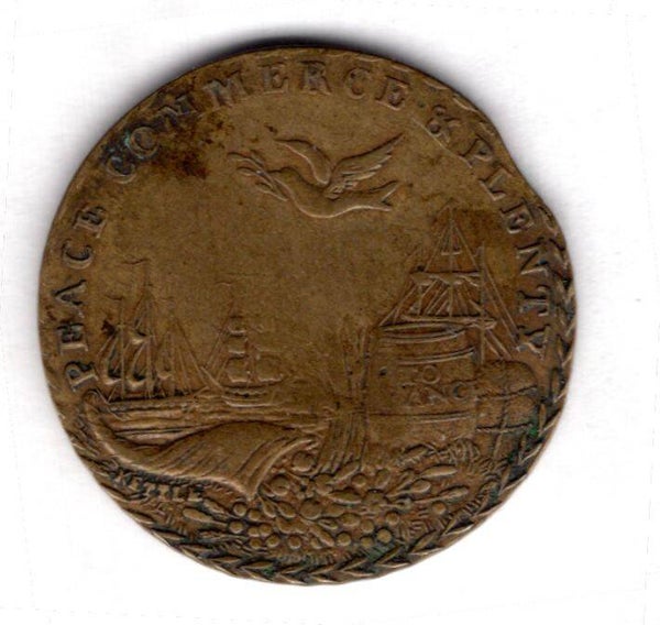 Preliminaries of peace between Britain & France brass token 1801.        DY18505