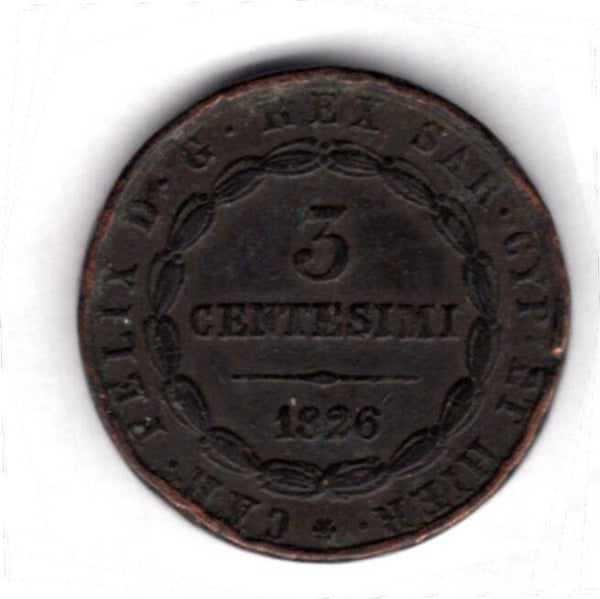 Sardinia. 3 Centesimi 1826.     DY18520