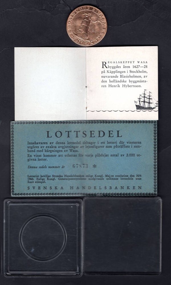 Sweden. King's Ship Wasa medallion with booklet 1960.   DY18680