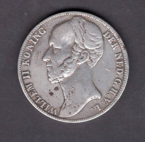 Netherlands, Guilder 1845. Cleaned.      DY18721