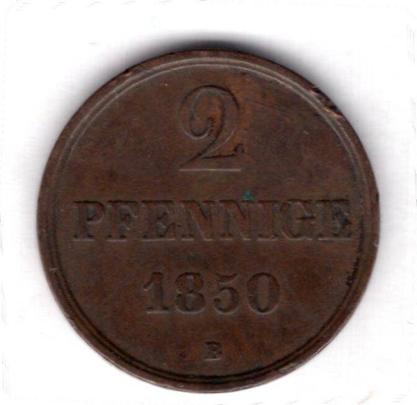 Germany. Hannover 2 Pfennig 1850B.   DY18849