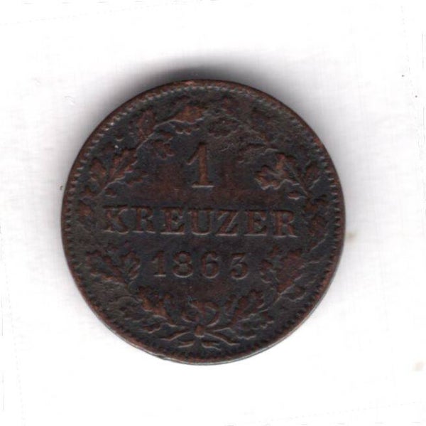 Wurttemberg. Kreuzer 1863.   DY18850